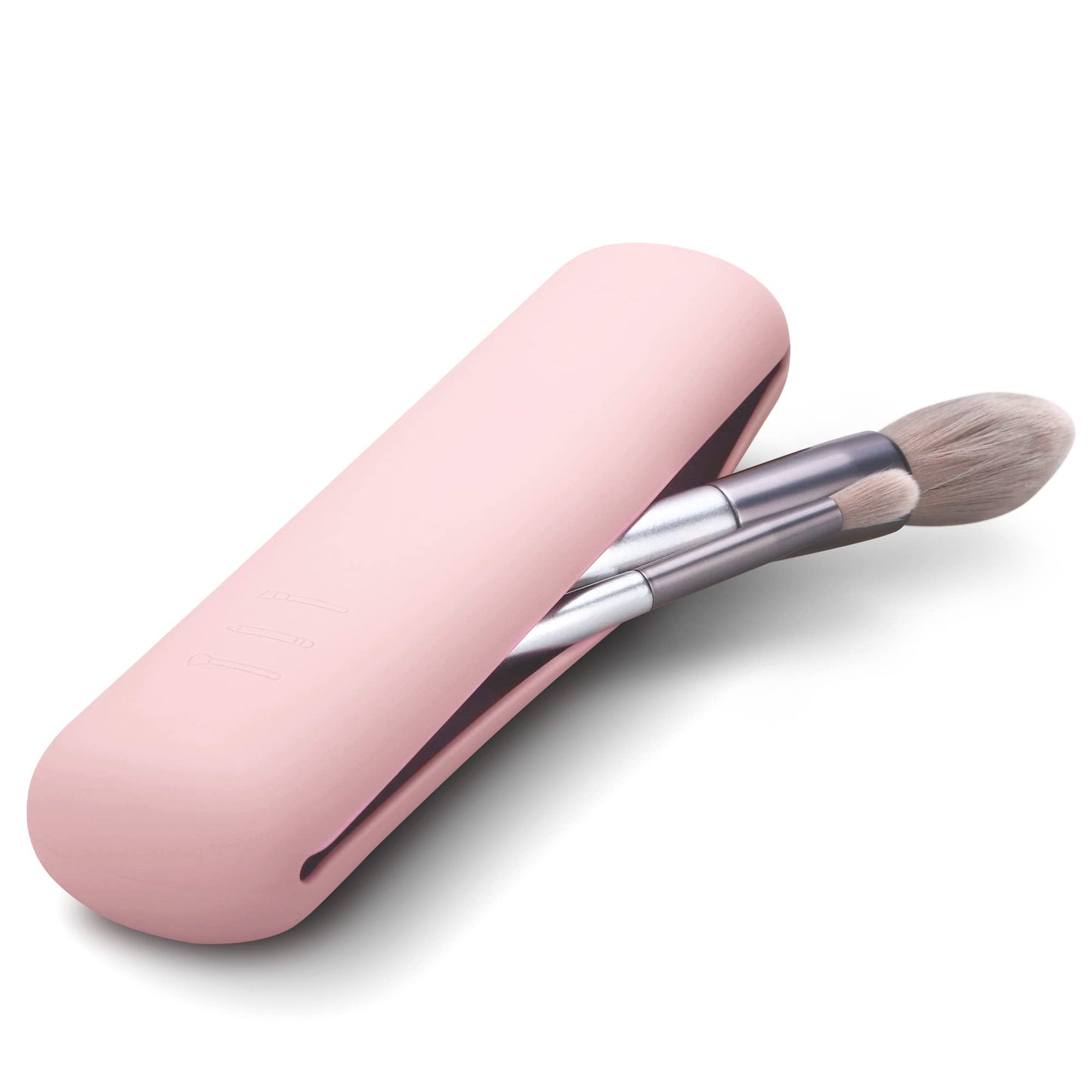 FERYES Large Travel Makeup Brush Holder, Magnetic Anti-fall Out Silicon Portable Cosmetic Face Brushes Holder, Soft and Sleek Makeup Tools Organizer for Travel- (8.27 * 2.36 * 1.57)