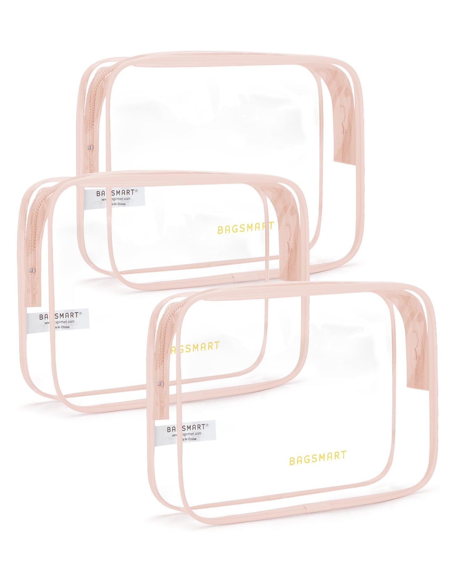 BAGSMART Clear Toiletry Bag 2-Pack TSA Approved Water-Repellent, Black