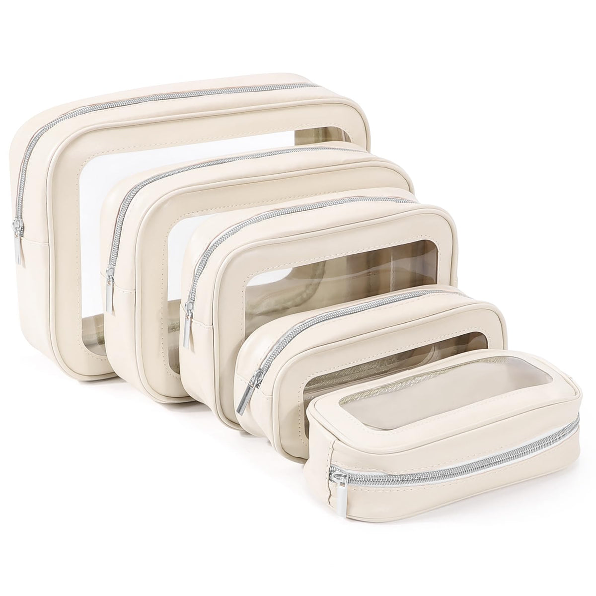 YOPCDJ 5PCS Diaper Bag Organizer Pouch Set, TSA Approved Toiletry Bag,Clear Waterproof TPU Makeup Bag Set Travel Organizer Bags for Women and Kids