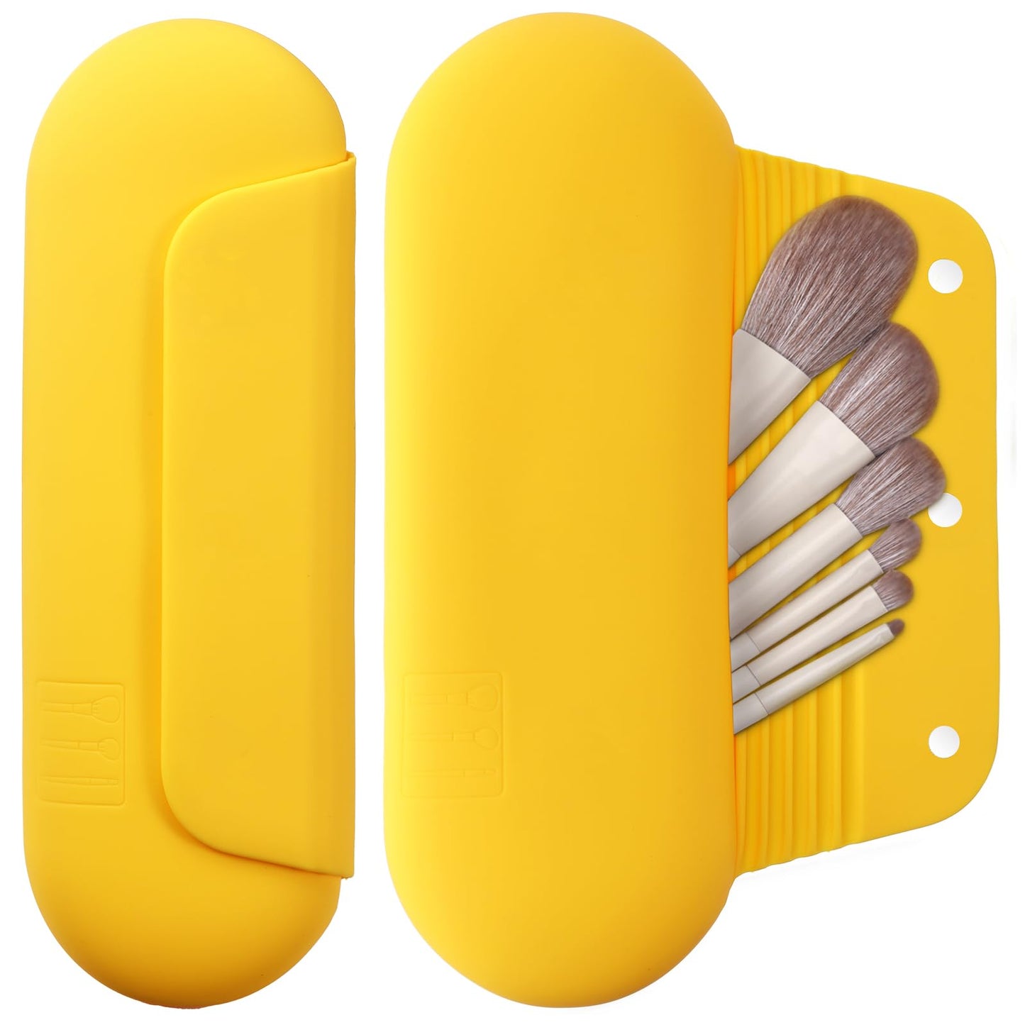 AGIKET Soft Silicone Makeup Brush Holder Large Travel Portable Cosmetic Bag