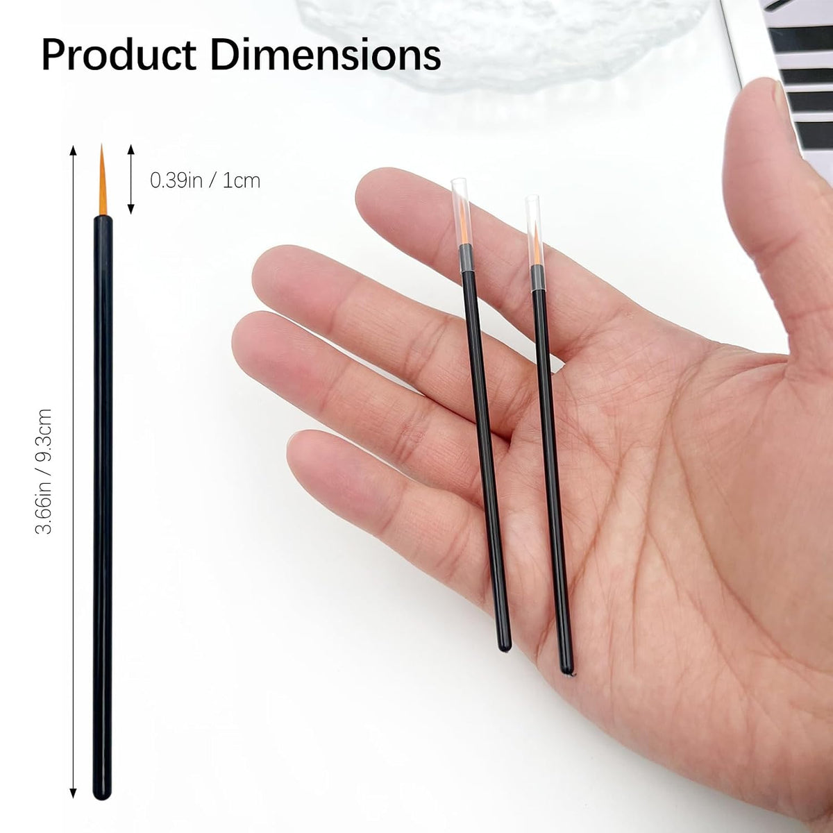 Yellow Headed Black Handle Disposable Eyeliner Brushes – Eye Lash Styling Wands & Eyeshadow Applicators with Protective Sleeves, Makeup Tools, 100 Pack