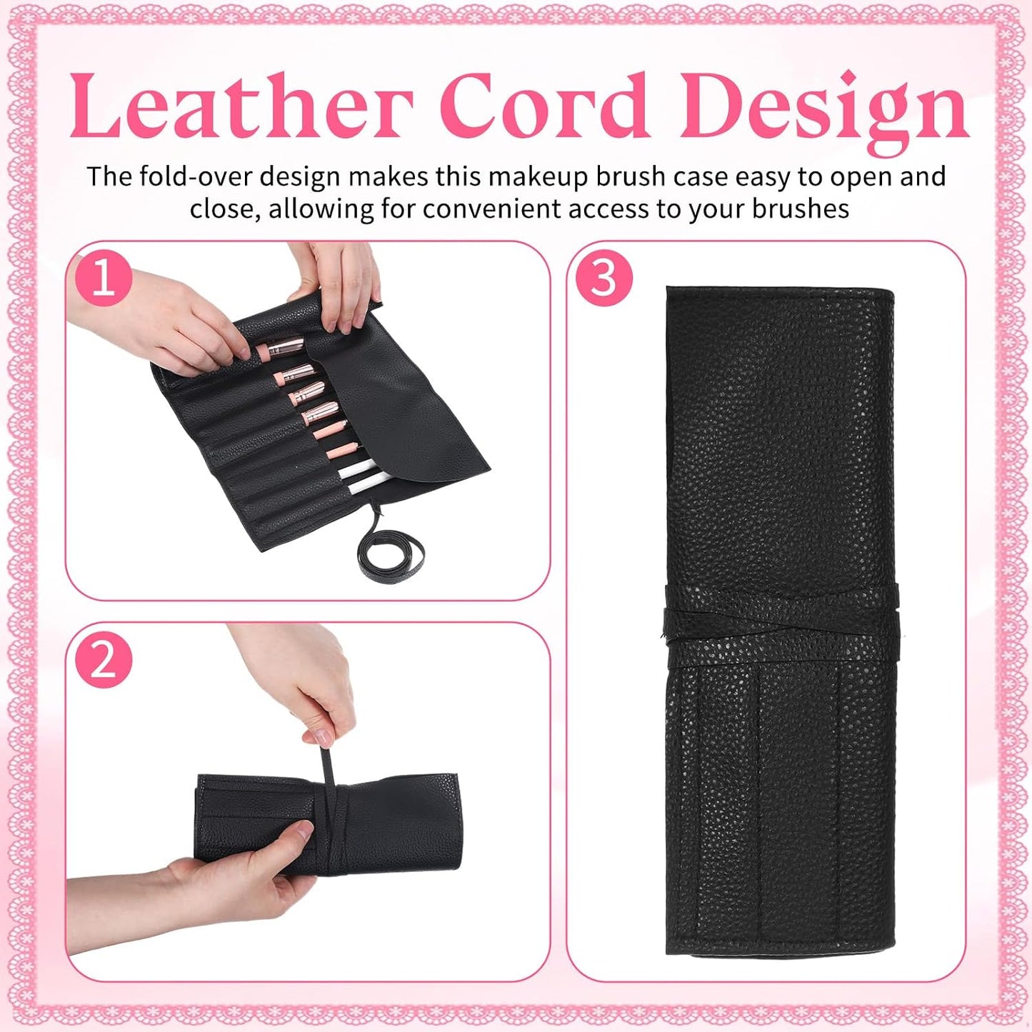 Makeup Brush Holder Travel Makeup Brush Bag Make Up Brushes Roll Organizer with Belt Strap Cosmetic Pouch Case for Women