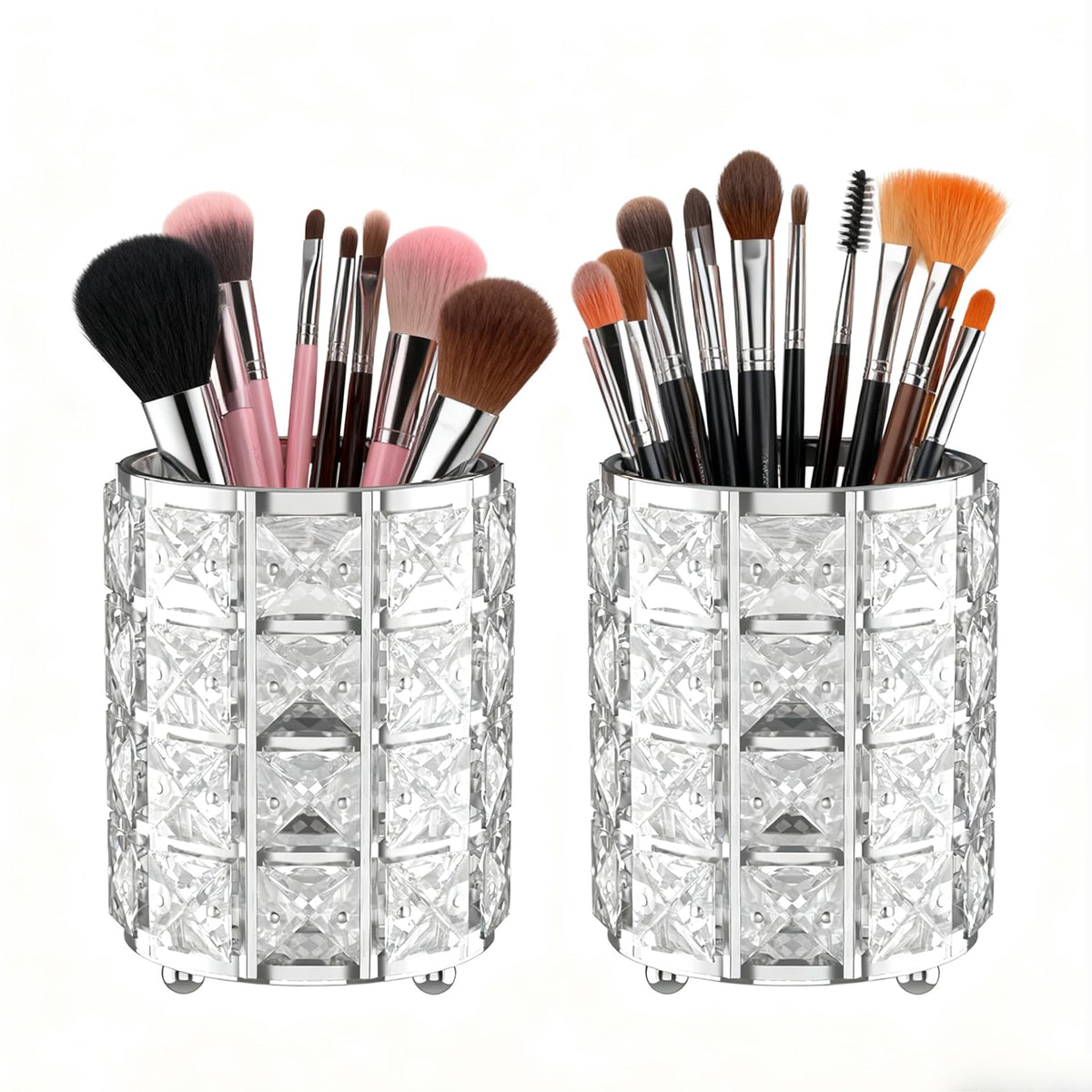 LUGUNU Makeup Brush Holder Organizer Crystal Vanity Decor Bling Personalized Comb Brushes Pen Storage Box Container (Gold 1 Pack)
