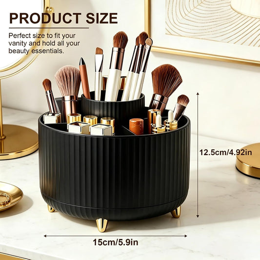 360° Rotating Makeup Brush Holder Organizer, Black
