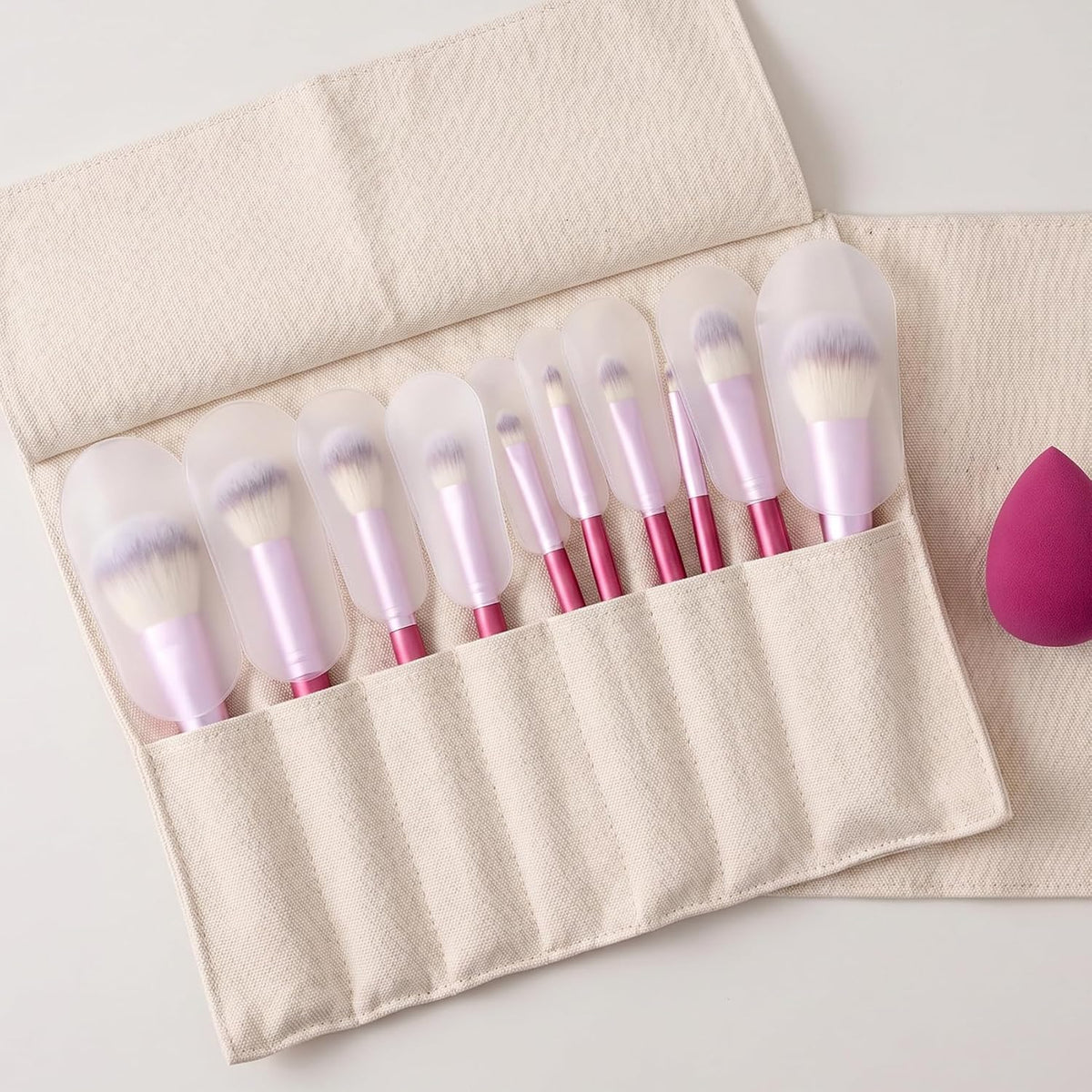 15pcs Clear Makeup Brush Covers, 5 Sizes Cosmetic Dustproof Makeup Brush Covers Protector, Plastic Portable Protectors Sleeves for Women Travel Storage