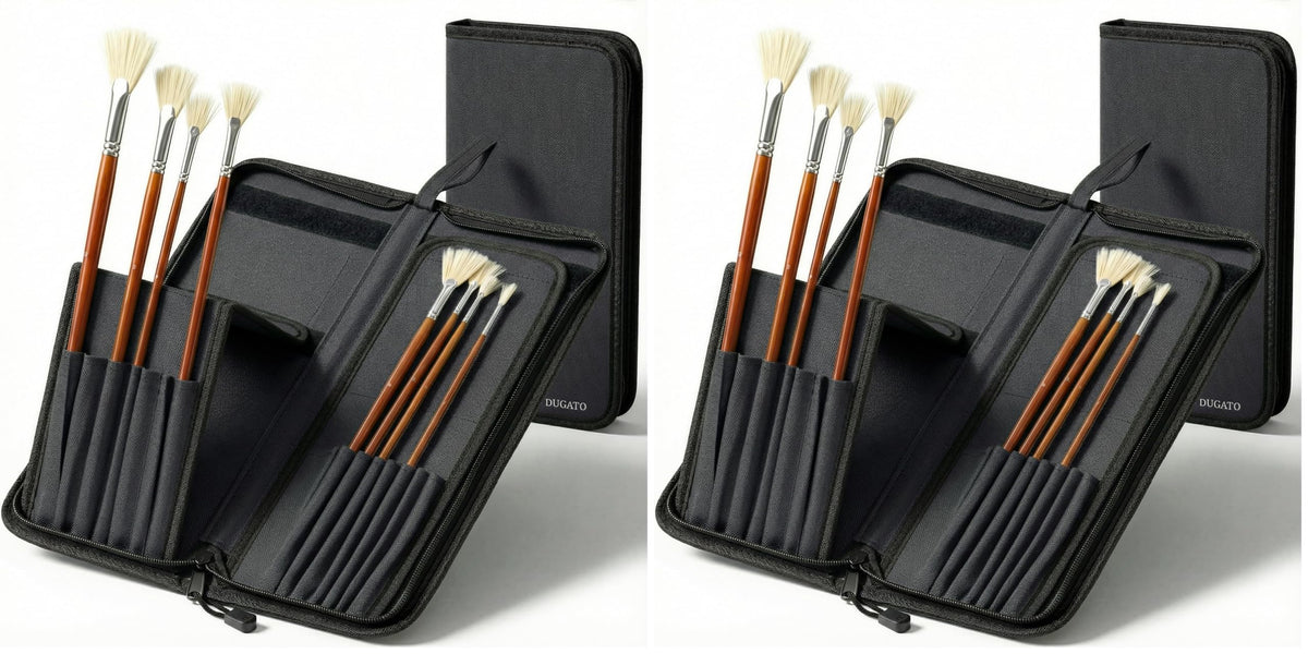 DUGATO Short Brush Holder & Organizer, Canvas Case 5.4 x 10.7 in, Blue