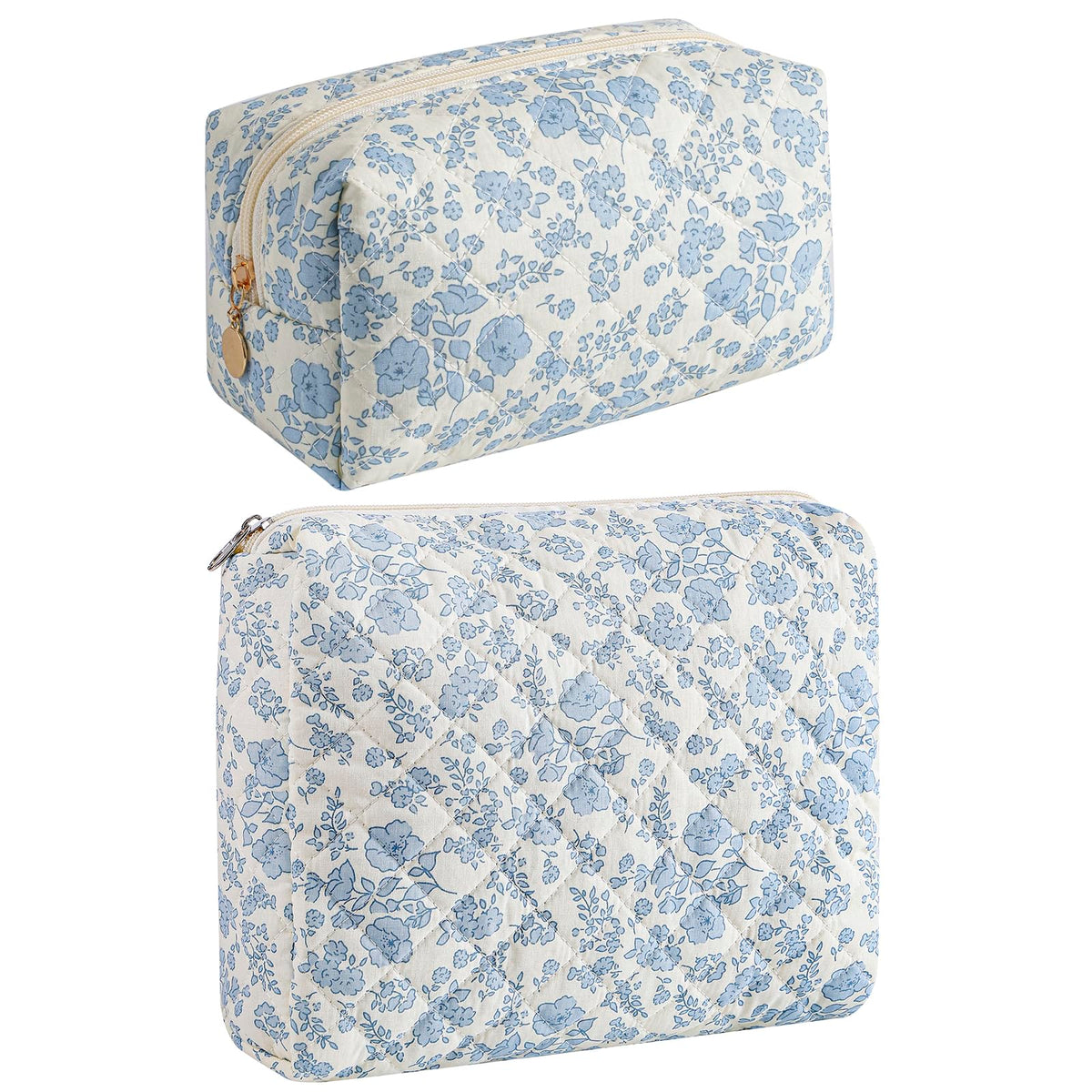 Makeup Bag Travel Cosmetic Bag for Women Girls, Zipper Make Up Pouch, Floral Flowers Toiletry Organizer Makeup, Portable Storage Cosmetic Travel Cloth Bag (Pink)