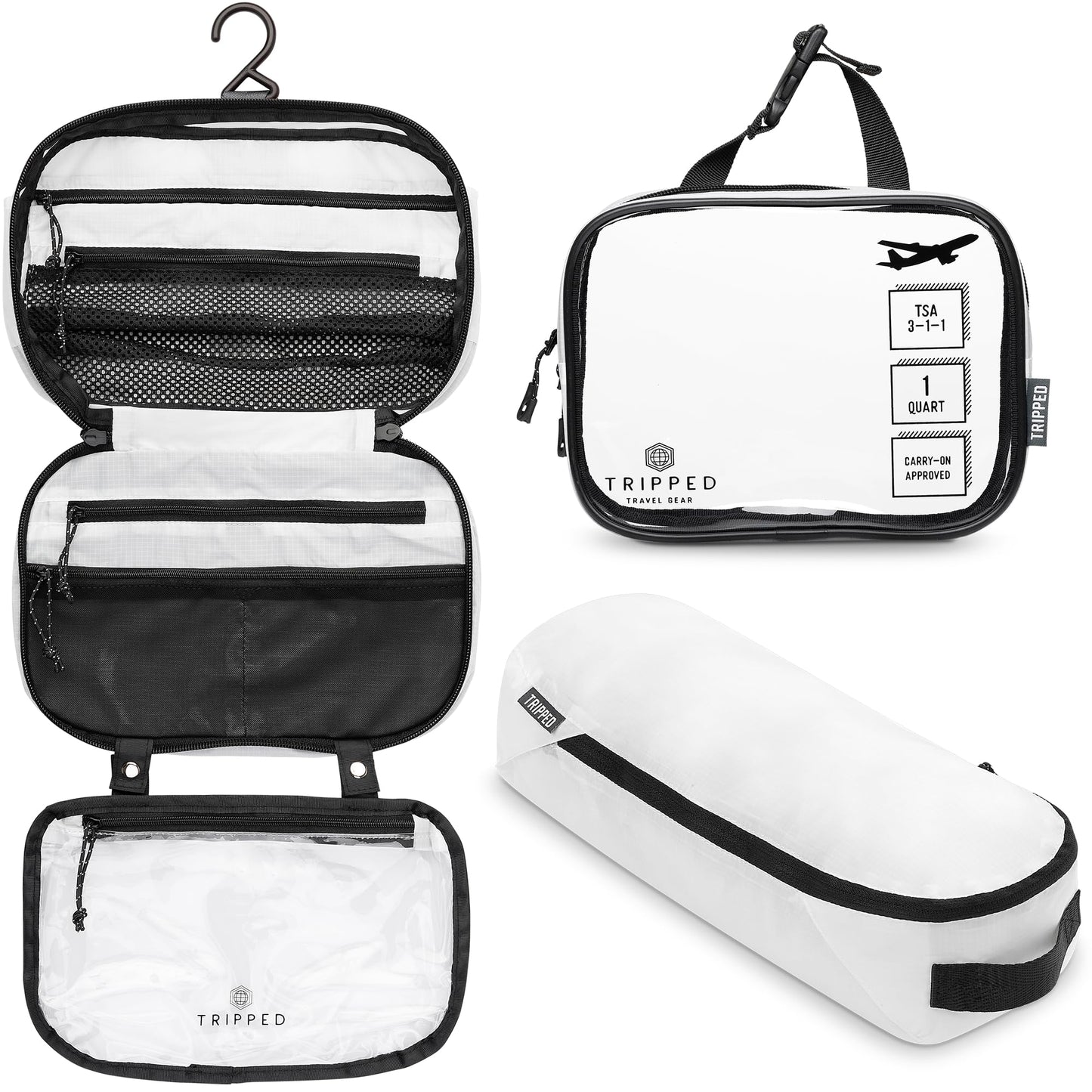 TRIPPED Travel Gear 3-Piece Travel Toiletry Bag Set