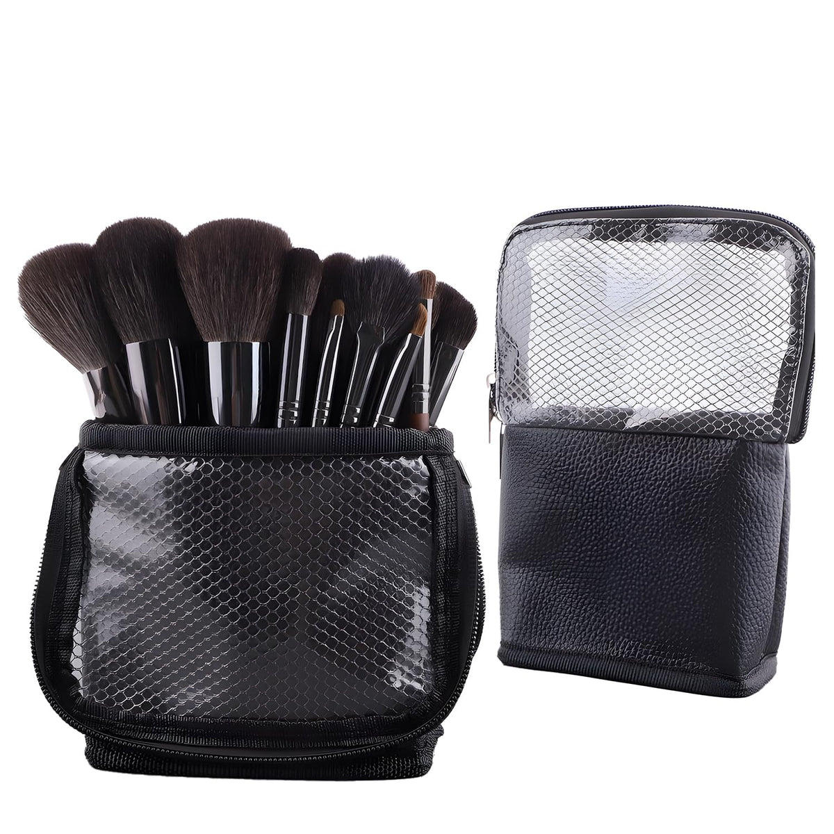MOND'SUB Makeup Brush Case Travel, makeup brush case roll up,brush holder makeup,Holder Organizer Brushes Pouch Cosmetic Bag for Travel,Rolling Bag Storage Case PU Leather