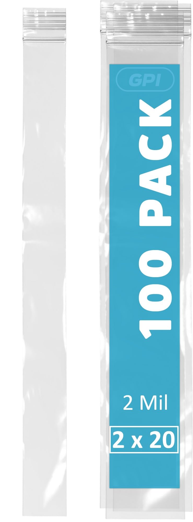 3" x 10" Long Zip Bags, 1000 Pack, Clear Plastic Reclosable Zip Baggies, 2 Mil Thick, Resealable Poly Bags for Packaging Insence, Necklaces, Jewelry & Office Supplies. GPI