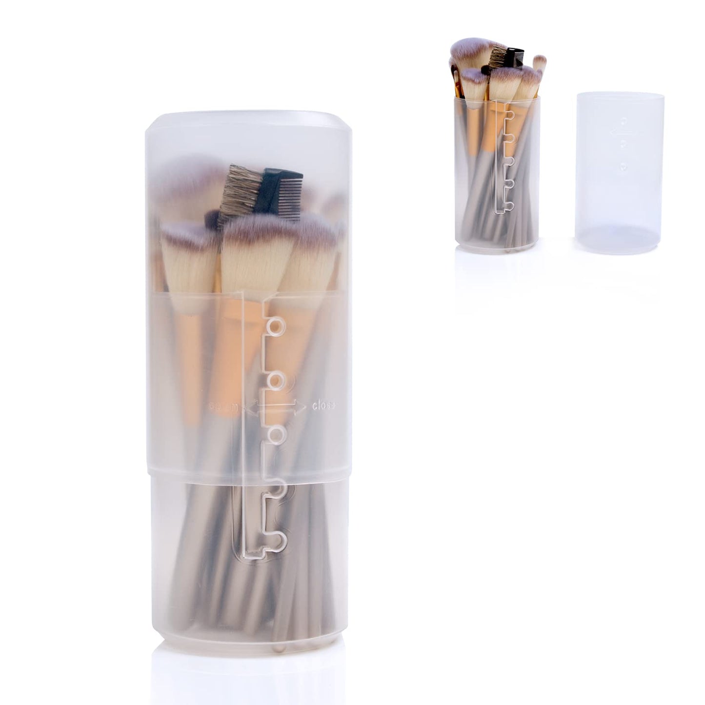 OCHEAL 2 Pack Transparent Plastic Makeup Brush Holders, Dual Use, Lightweight, Spacious