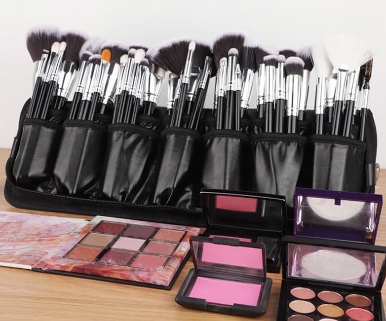 Professional Makeup Brush Organizer Bag PU Leather Travel Case
