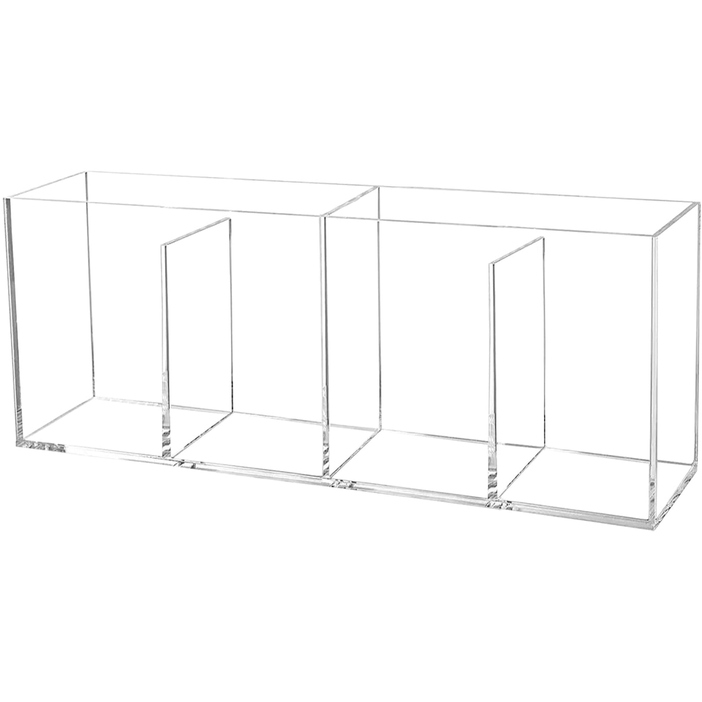 Cerpourt Clear Makeup Brush Organizer,Acrylic Cosmetic Brushes Storage Holder with 3 Slots,Pencil Pen Holder for Desk,Desk Organizer and Accessories for Vanity