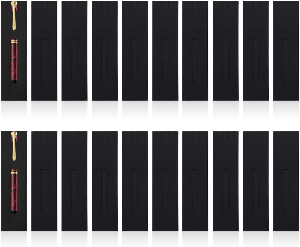 Yitexin 20Pcs Single Pen Sleeve Case Holder, Single Pen Pouch with Window for Display, Single Pen Protector Made of Paper, Pen Packaging Bag (Black)