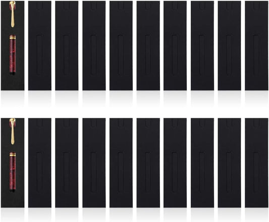 Yitexin 20Pcs Single Pen Sleeve Case Holder, Single Pen Pouch with Window for Display, Single Pen Protector Made of Paper, Pen Packaging Bag (Black)