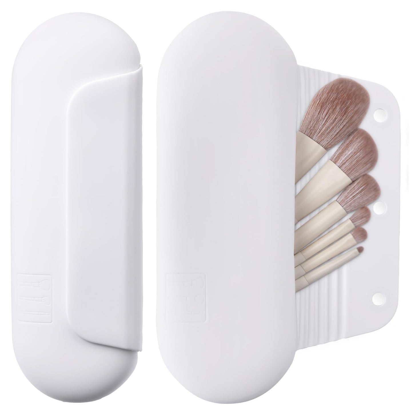 AGIKET Soft Silicone Makeup Brush Holder Large Travel Portable Cosmetic Bag