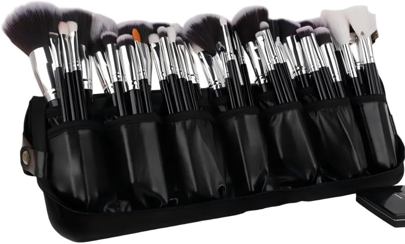 Professional Makeup Brush Organizer Bag PU Leather Travel Case
