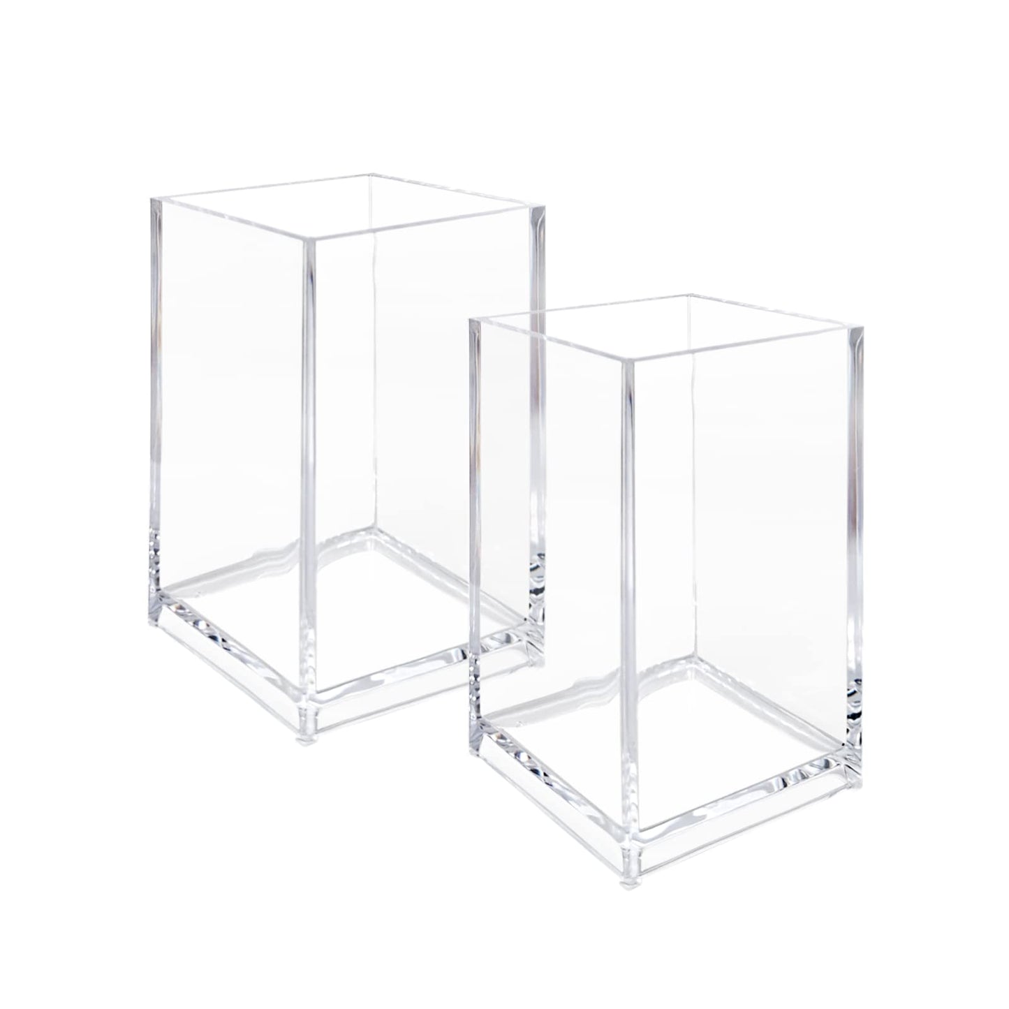 Newkita 3 Pack Clear Acrylic Cosmetic Pencil Pen Holder Cup, Clear Makeup Brush Holder, Desk Acrylic Brushes Storage