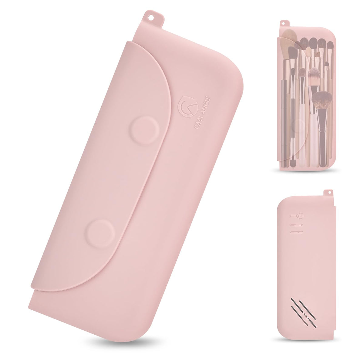 COOL-ANGLE 2-In-1 Magnetic Silicone Makeup Brush and Sponge Case Khaki