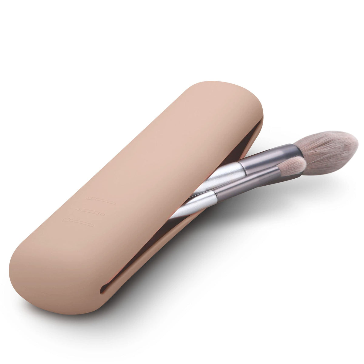 FERYES Large Travel Makeup Brush Holder, Magnetic Anti-fall Out Silicon Portable Cosmetic Face Brushes Holder, Soft and Sleek Makeup Tools Organizer for Travel- (8.27 * 2.36 * 1.57)