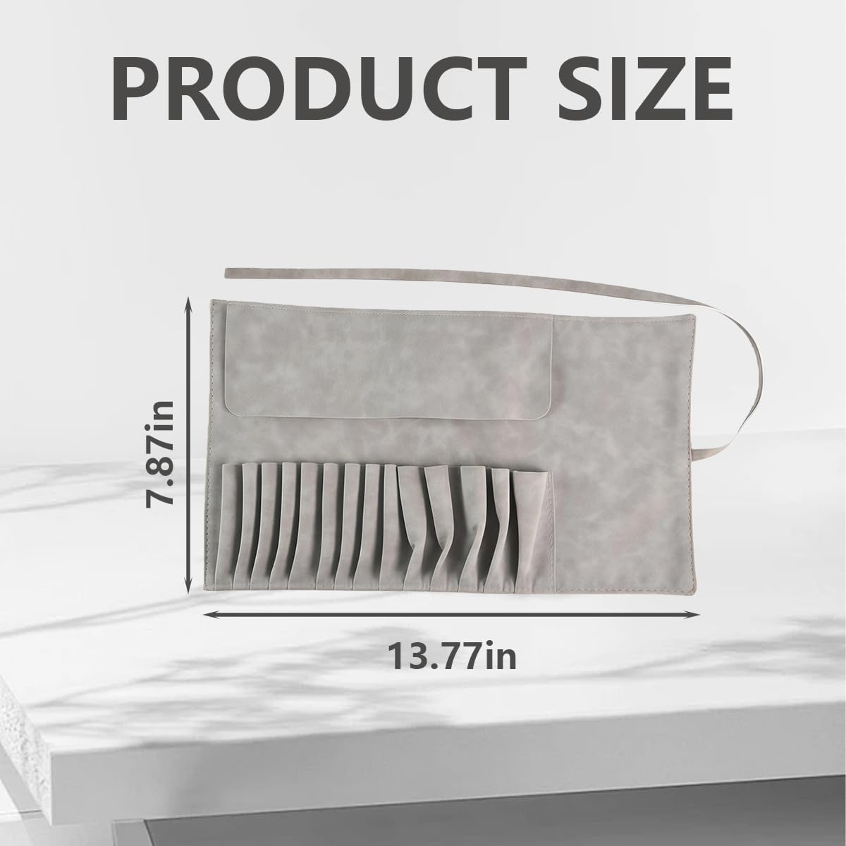 ericotry 1Pcs Makeup Brush Rolling Case Pouch Holder Cosmetic Bag Organizer with Belt Strap for Travel Home Use (Gray)
