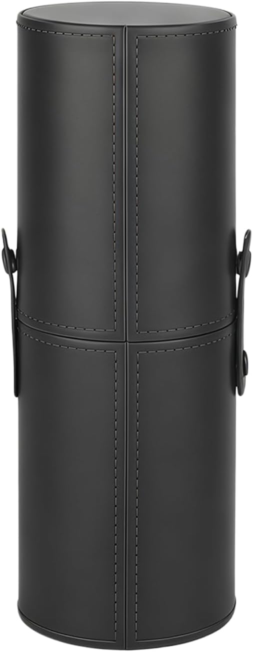 erioctry Black Makeup Brush Case Holder Portable PU Leather Cosmetic Brush Organizer & Storage Roll-up Case for Travel 23 x 8 cm with Snap Closure