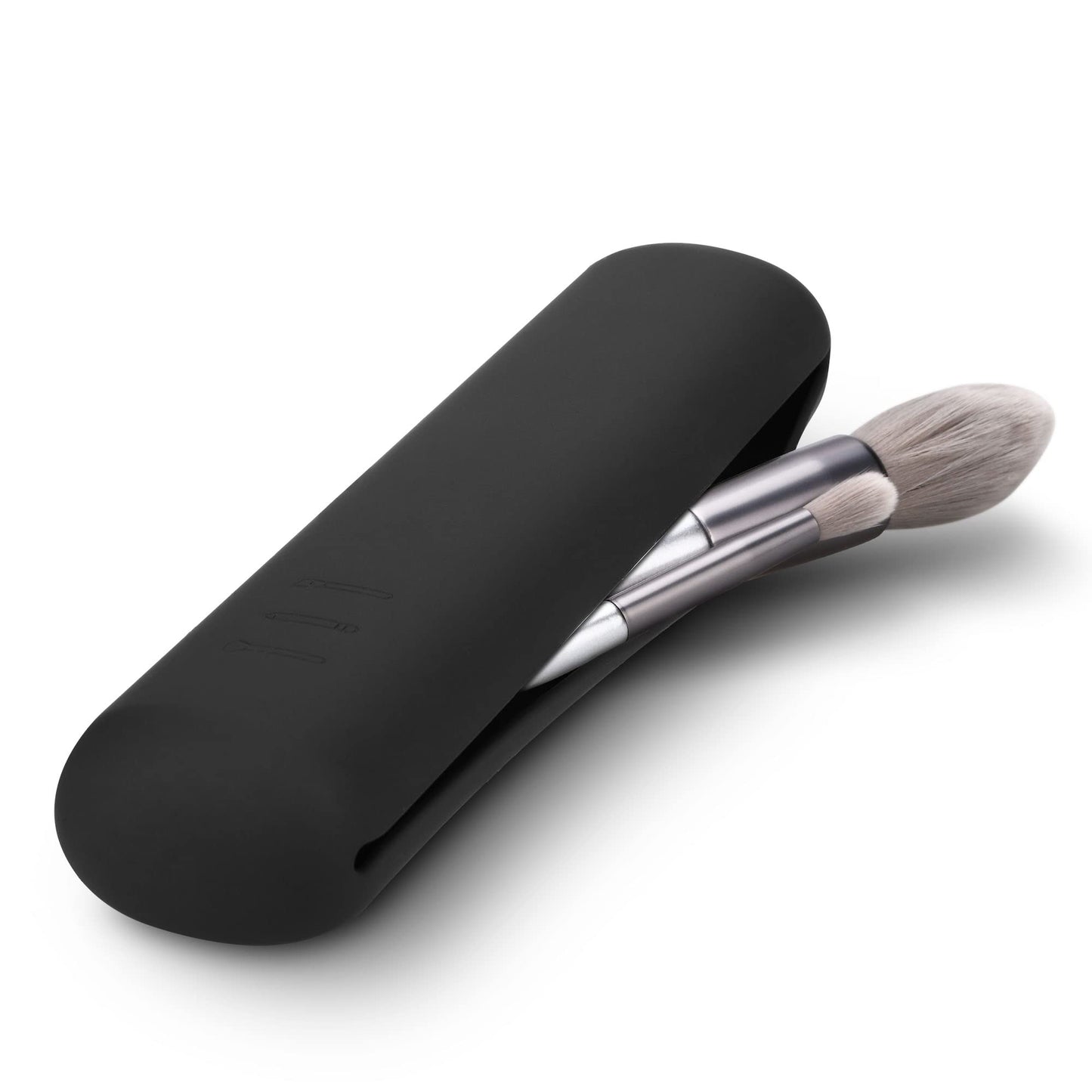 FERYES Large Travel Makeup Brush Holder, Magnetic Anti-fall Out Silicon Portable Cosmetic Face Brushes Holder, Soft and Sleek Makeup Tools Organizer for Travel- (8.27 * 2.36 * 1.57)
