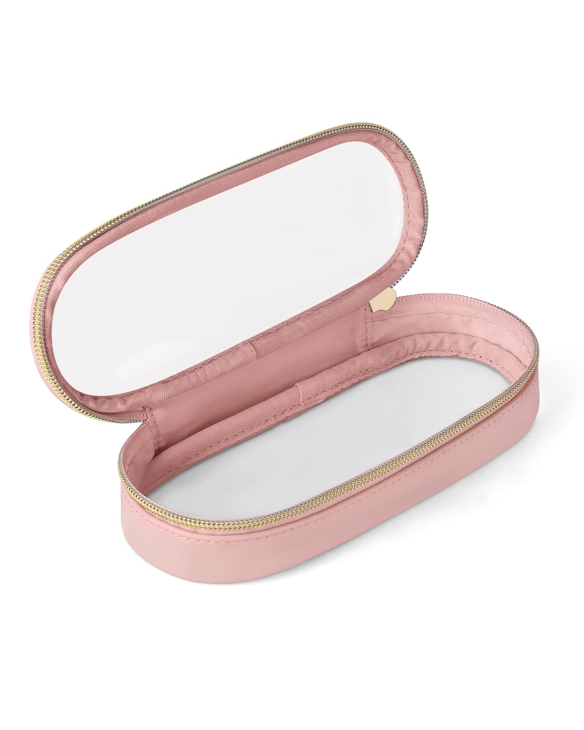 Soimeat Clear Travel Makeup Brush Holder, Leather Makeup Brush Toiletry Bag, Portable Cosmetic Brush Case, Transparent Waterproof Makeup Brush Storage Bag, White