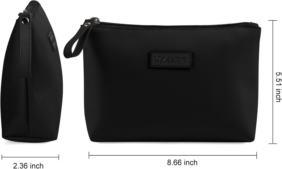 MAANGE Cosmetic Bags for Women Small Makeup Bag for Purse Pu Leather Makeup Pouch Travel Makeup Bag with Zipper Make Up Bag for Travelling