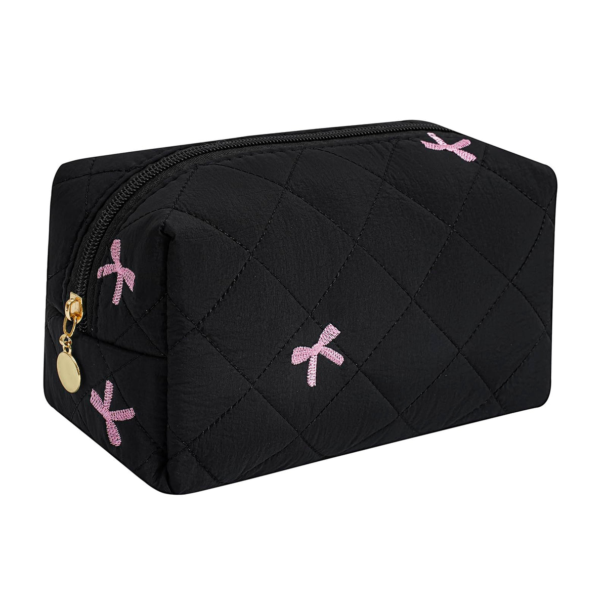 Makeup Bag Travel Cosmetic Bag for Women Girls, Zipper Make Up Pouch, Floral Flowers Toiletry Organizer Makeup, Portable Storage Cosmetic Travel Cloth Bag (Pink)