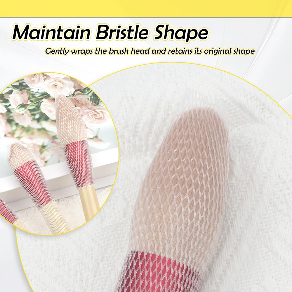 120Pcs Makeup Brush Protector Guards, Expandable Mesh Nets Anti-Dust Anti-Frizz Sleeves, Keep Bristles In Perfect Shape