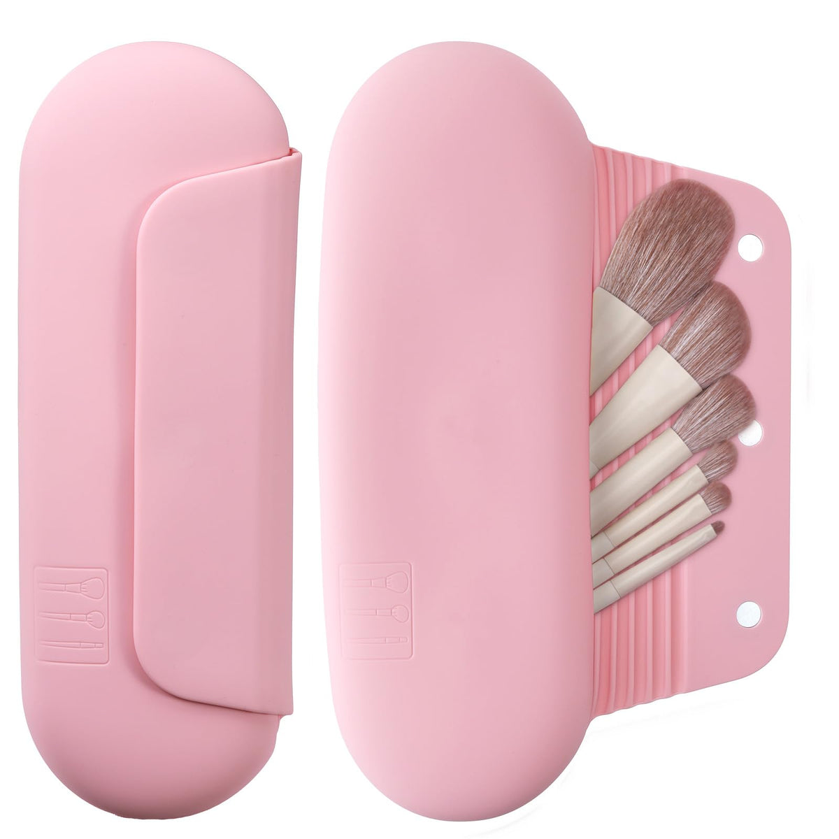 AGIKET Soft Silicone Makeup Brush Holder Large Travel Portable Cosmetic Bag