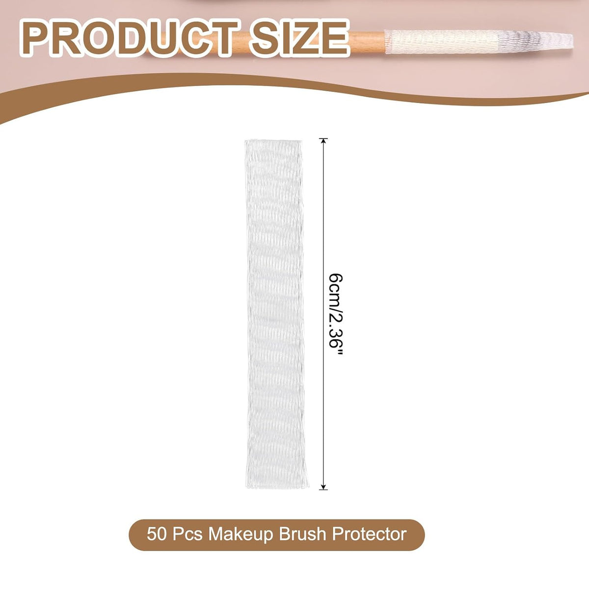 uxcell 50Pcs Makeup Brush Protector, 6cm Plastic Reusable Expandable Mesh Cover for Cosmetic Brush Storage Bud of Rose, Clear