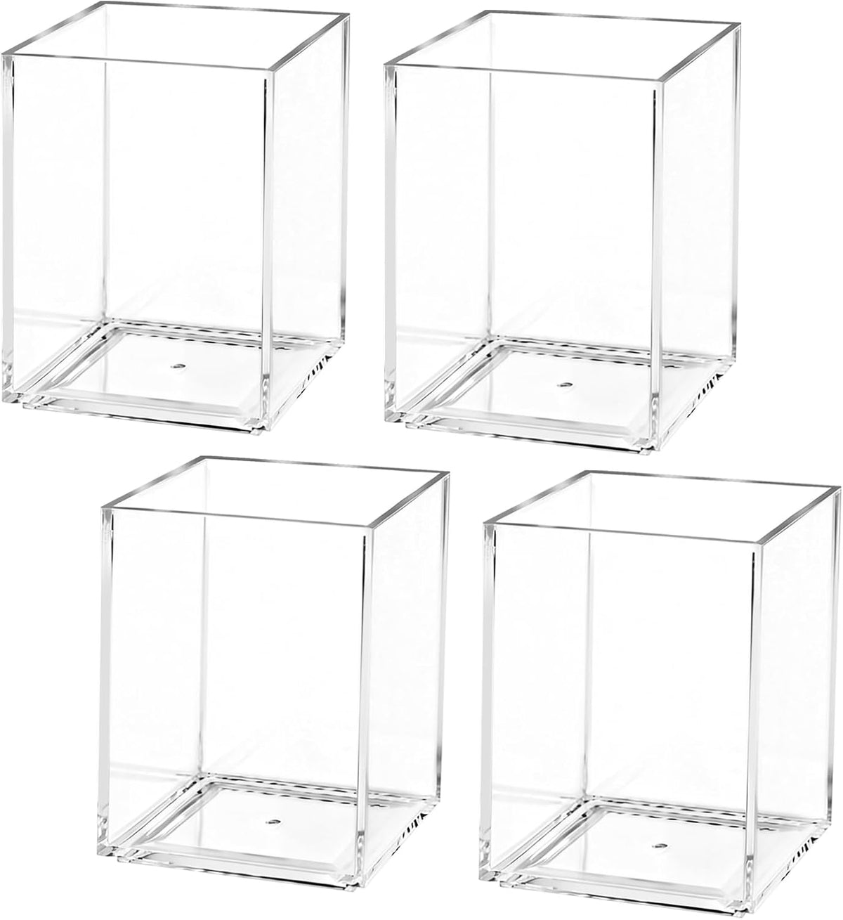 AZUREAL 4 Pack Clear Acrylic Pen Holder Cup, Clear Makeup Brush Holder, Thickened Acrylic Desktop Stationery Organizer for Office, School, and Home Storage