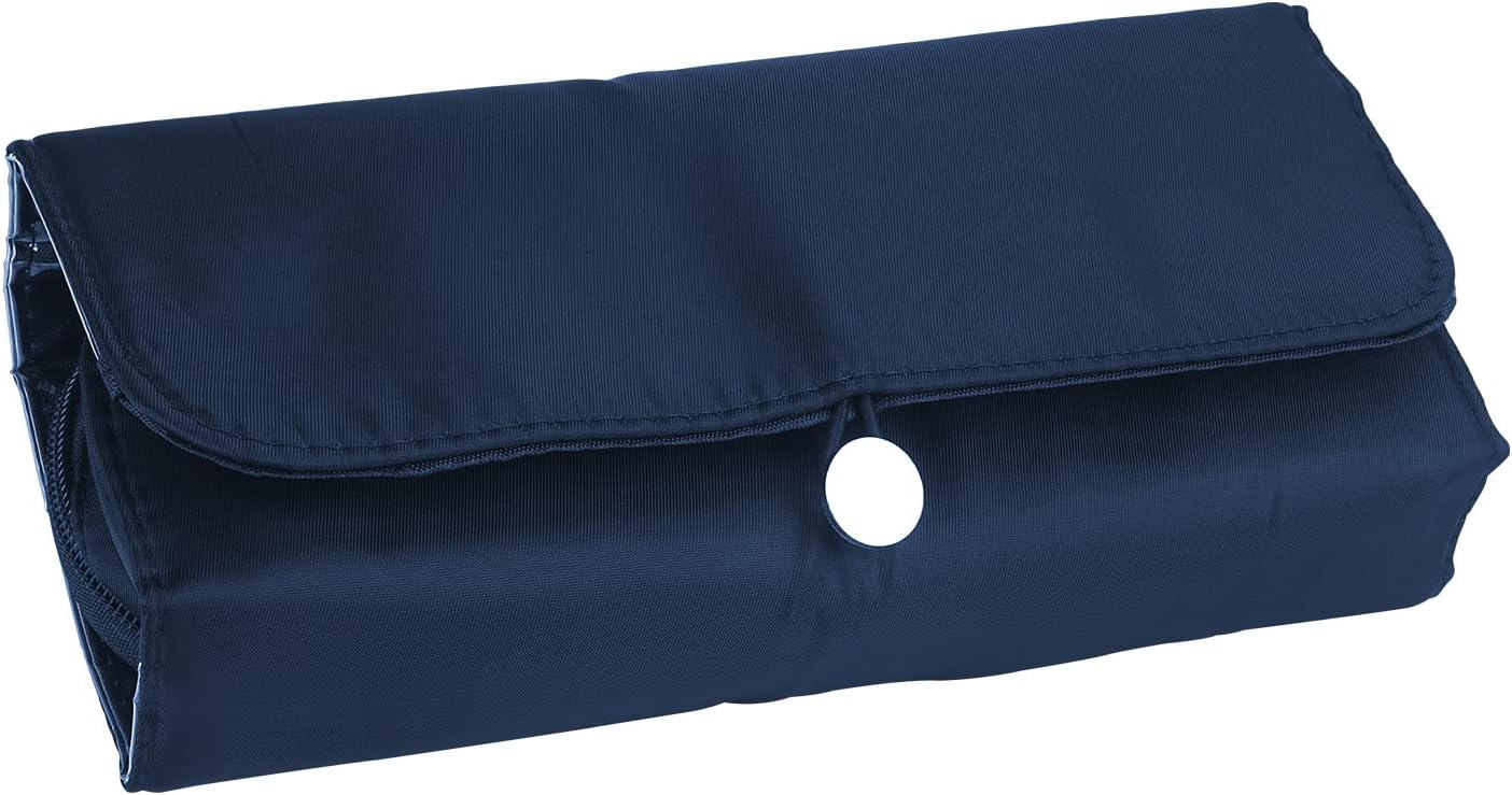 LUEXBOX Portable Folding Makeup Brush Bag, Multifunctional Cosmetics Rolling Storage Case Makeup Brush Holder for Travel, Makeup Brush Organizer Bag (Dark Blue)