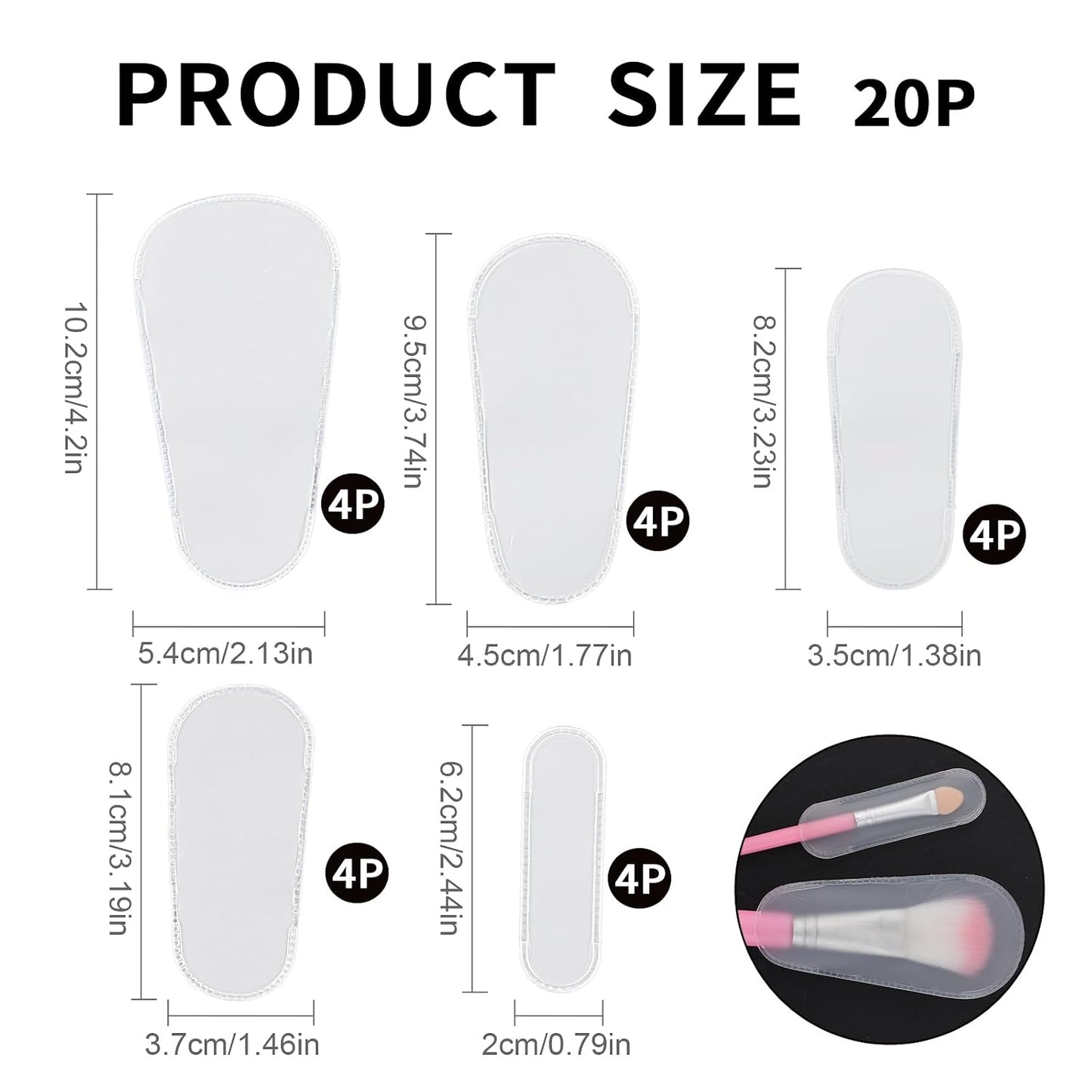 20 Pcs Cosmetic Brush Protectors, Make Up Brushes Covers for Safe Storage and Travel, Portable Multiple Sizes Cosmetic Brushes Guards Caps, Lightweight and Durable Plastic Dustproof Brush Guards