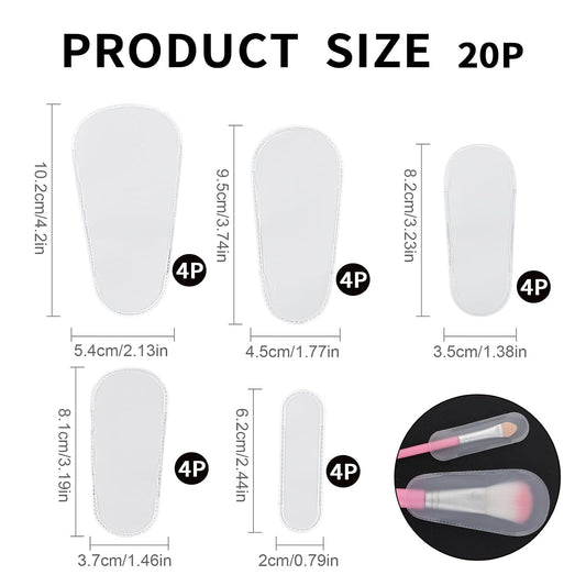 20 Pcs Cosmetic Brush Protectors, Make Up Brushes Covers for Safe Storage and Travel, Portable Multiple Sizes Cosmetic Brushes Guards Caps, Lightweight and Durable Plastic Dustproof Brush Guards