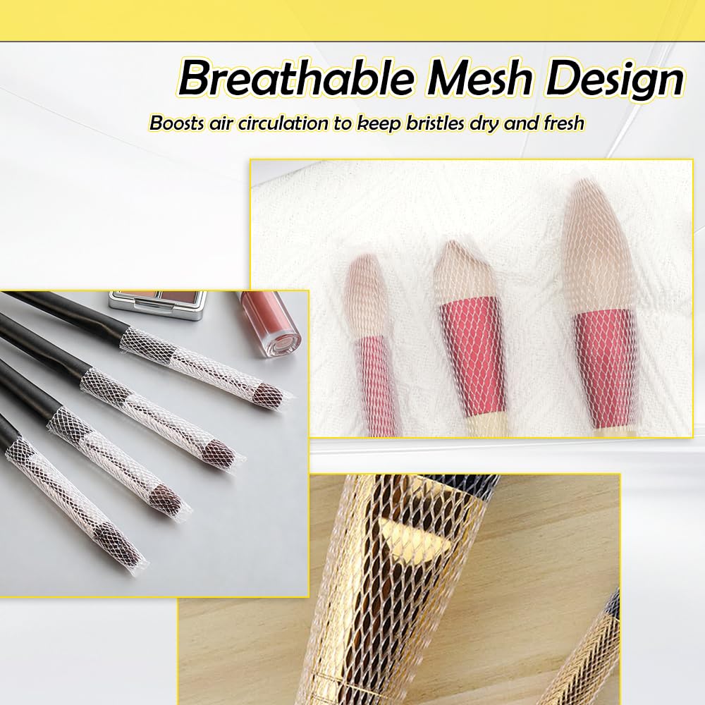 120Pcs Makeup Brush Protector Guards, Expandable Mesh Nets Anti-Dust Anti-Frizz Sleeves, Keep Bristles In Perfect Shape