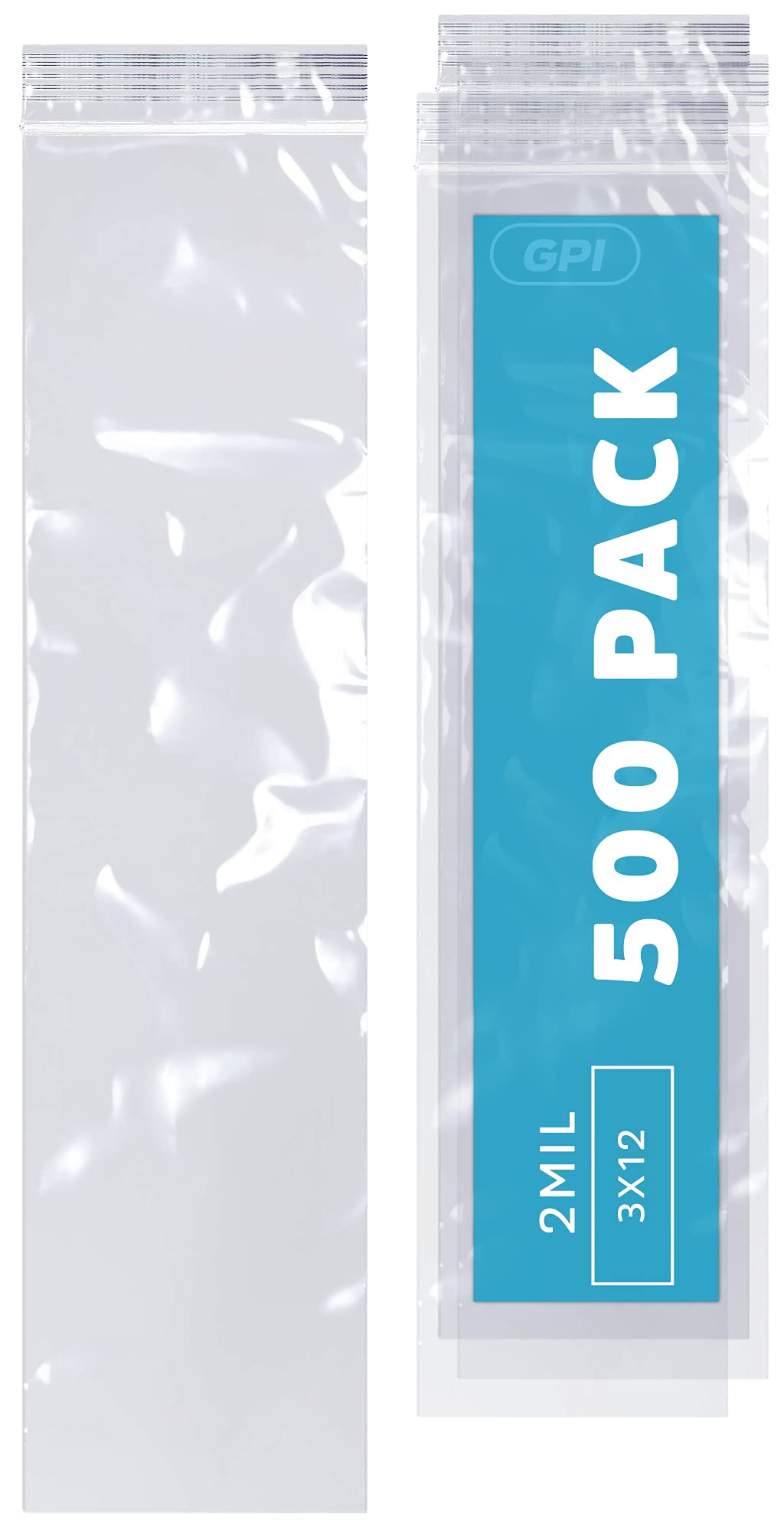 3" x 10" Long Zip Bags, 1000 Pack, Clear Plastic Reclosable Zip Baggies, 2 Mil Thick, Resealable Poly Bags for Packaging Insence, Necklaces, Jewelry & Office Supplies. GPI