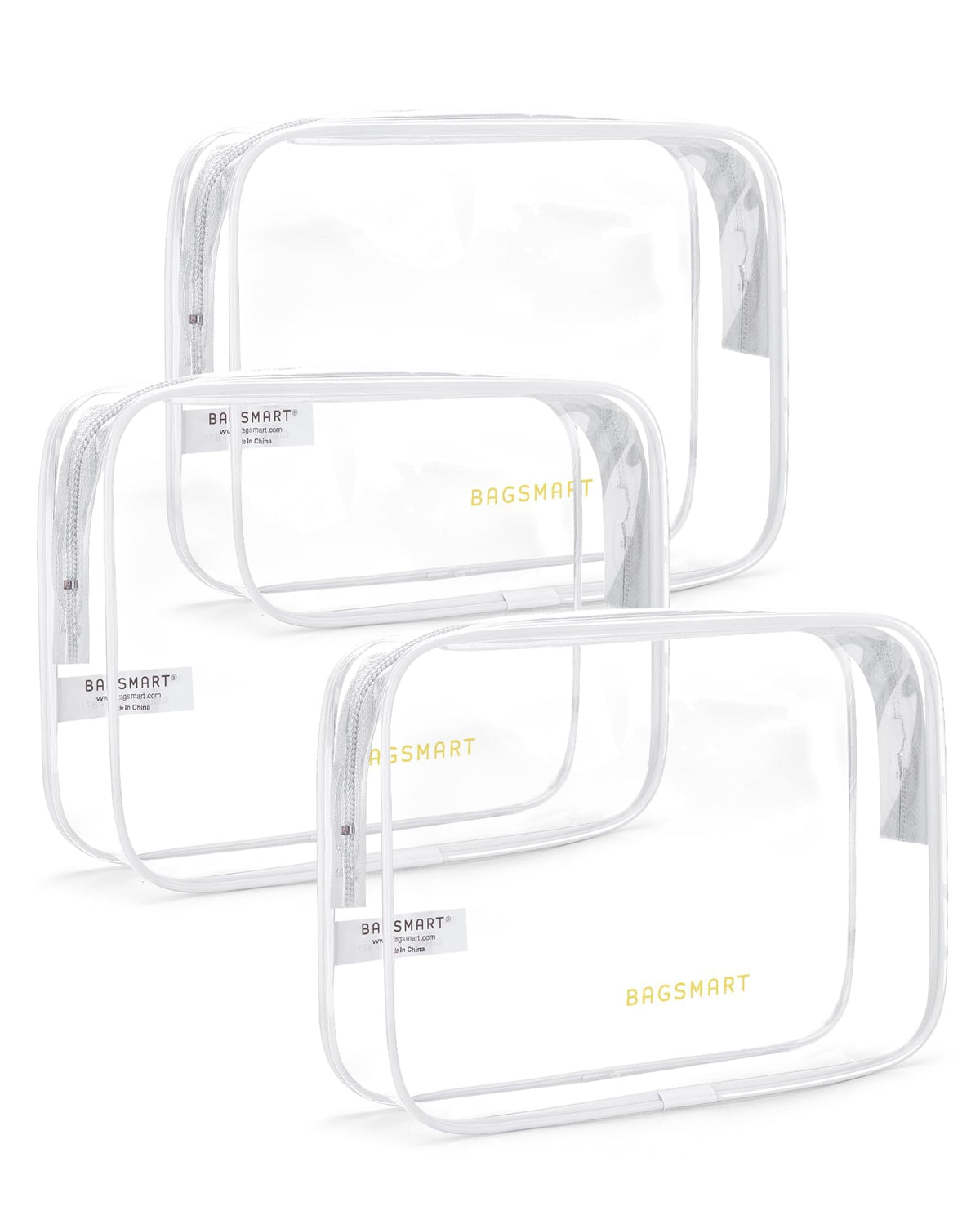 BAGSMART Clear Toiletry Bag 2-Pack TSA Approved Water-Repellent, Black
