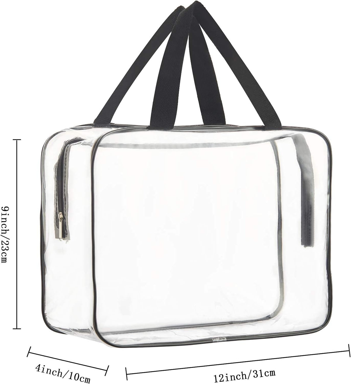 HAOGUAGUA 2-Piece Large Clear Makeup Cosmetic Organizer Bag, Plastic Tote Bags, Waterproof Transparent Handbag Purse