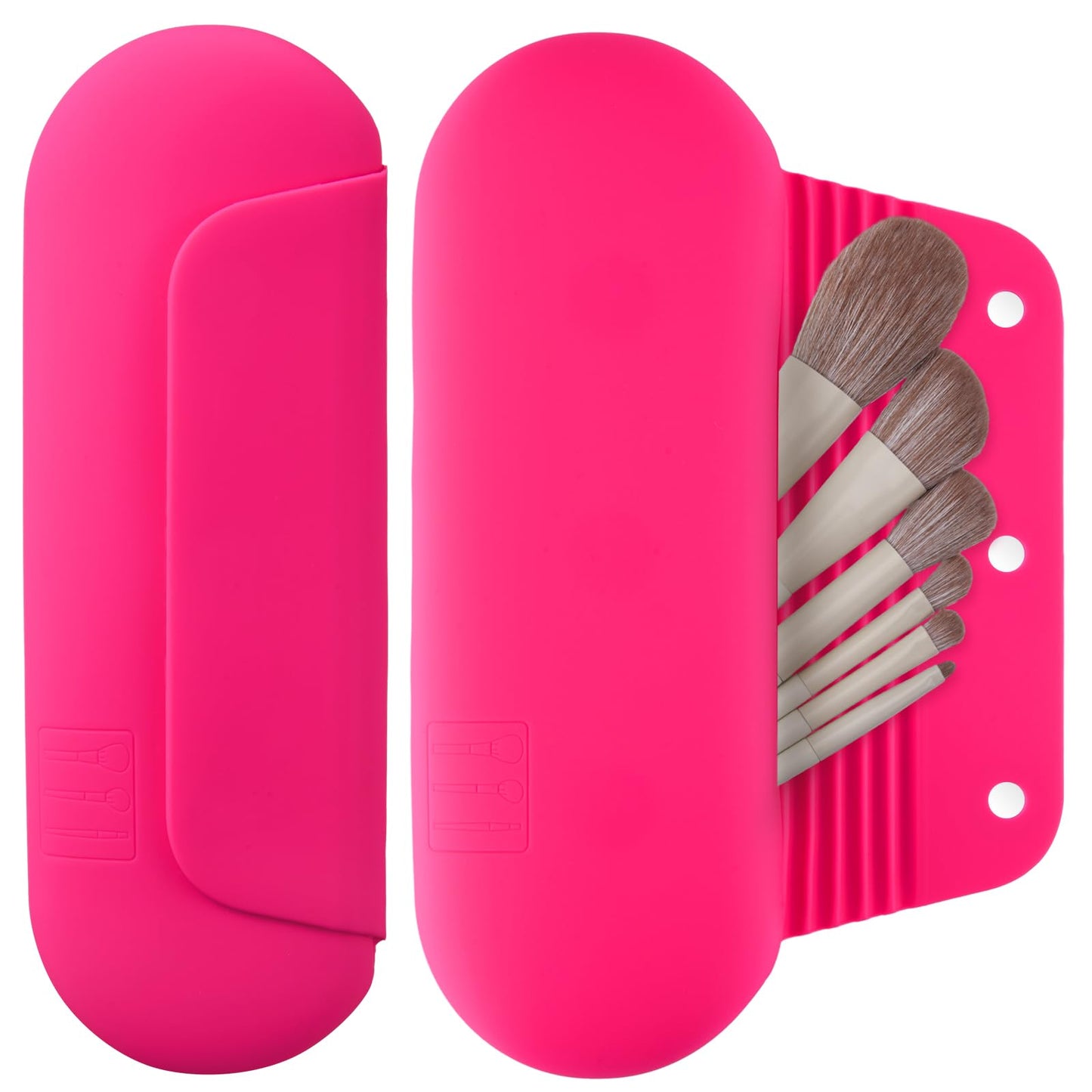 AGIKET Soft Silicone Makeup Brush Holder Large Travel Portable Cosmetic Bag
