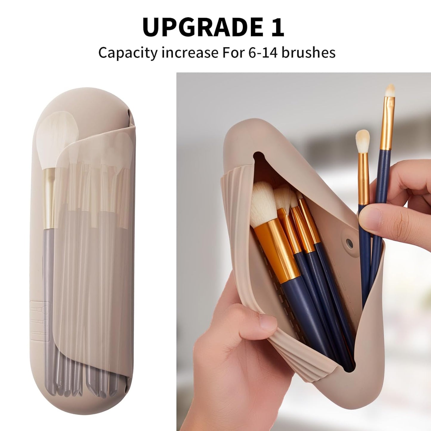 AGIKET Soft Silicone Makeup Brush Holder Large Travel Portable Cosmetic Bag