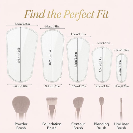 20pcs Makeup Brush Covers, Brush Cover for Women Portable Cosmetic Brush-Protectors 5 Sizes Clear Protector Sleeves Dustproof Waterproof Cosmetic Brushes Guards Caps for Travel Daily Storage Organizer