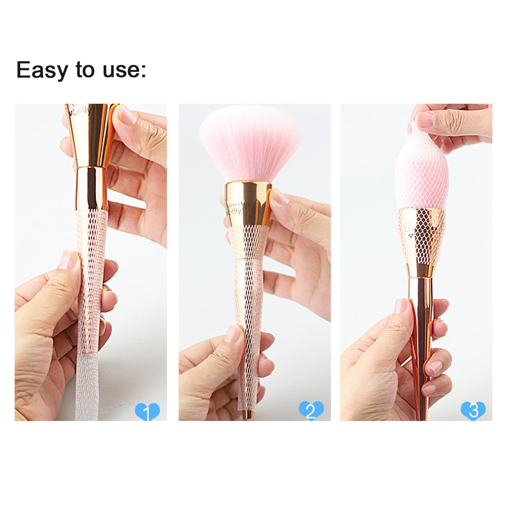 100pcs Makeup Brush Protector Cosmetic Makeup Brush Pen Guard Expandable Mesh Sleeve Covers Set Storage medium large sizes brushes for Travel