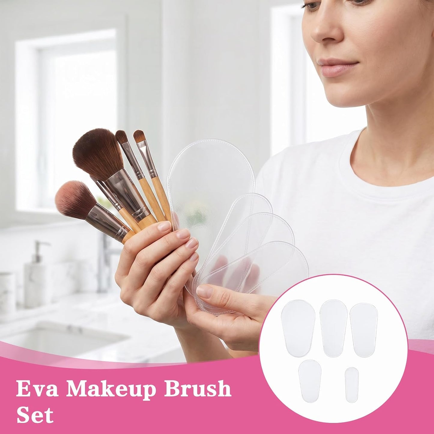 Amabro 50Pcs Makeup Brush Covers Clear Waterproof Dustproof Brush Protector