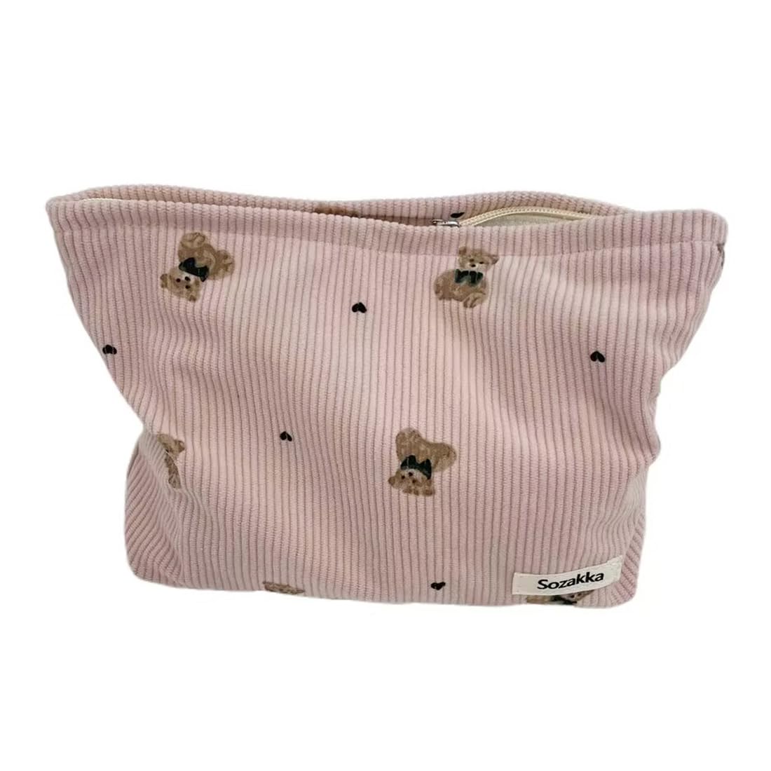 Cosmetic Bags for Women, Large Floral Makeup Bag for Purse, Dark Red Rose