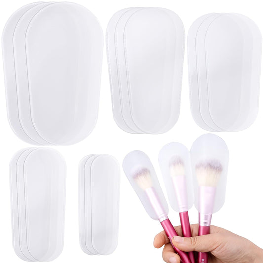 15pcs Clear Makeup Brush Covers, 5 Sizes, Plastic