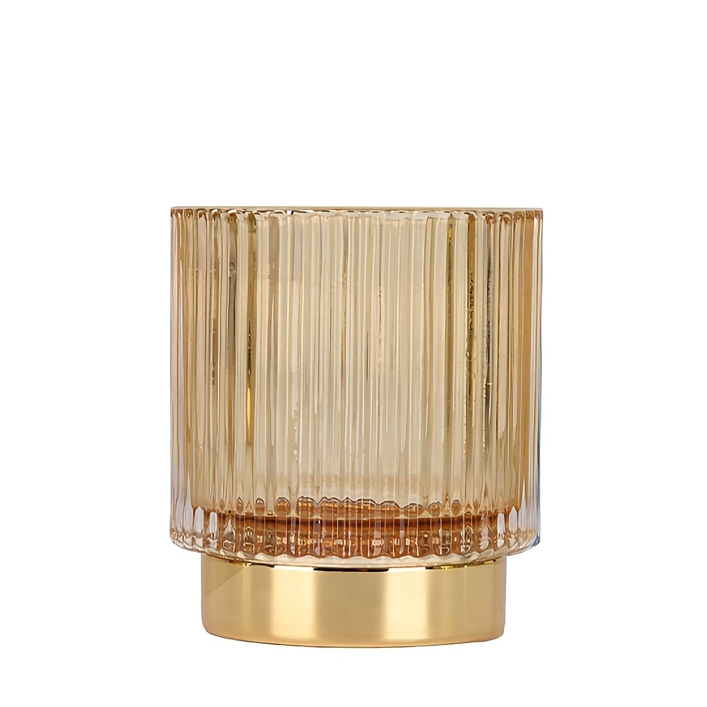 DASITON Makeup Brush holder Organizer,Crystal Cosmetic Makeup Brush Glass Brushes Storage Holder, Vintage Make Up Brush Cup Pen Pencil Holder striped vase(Clear L)
