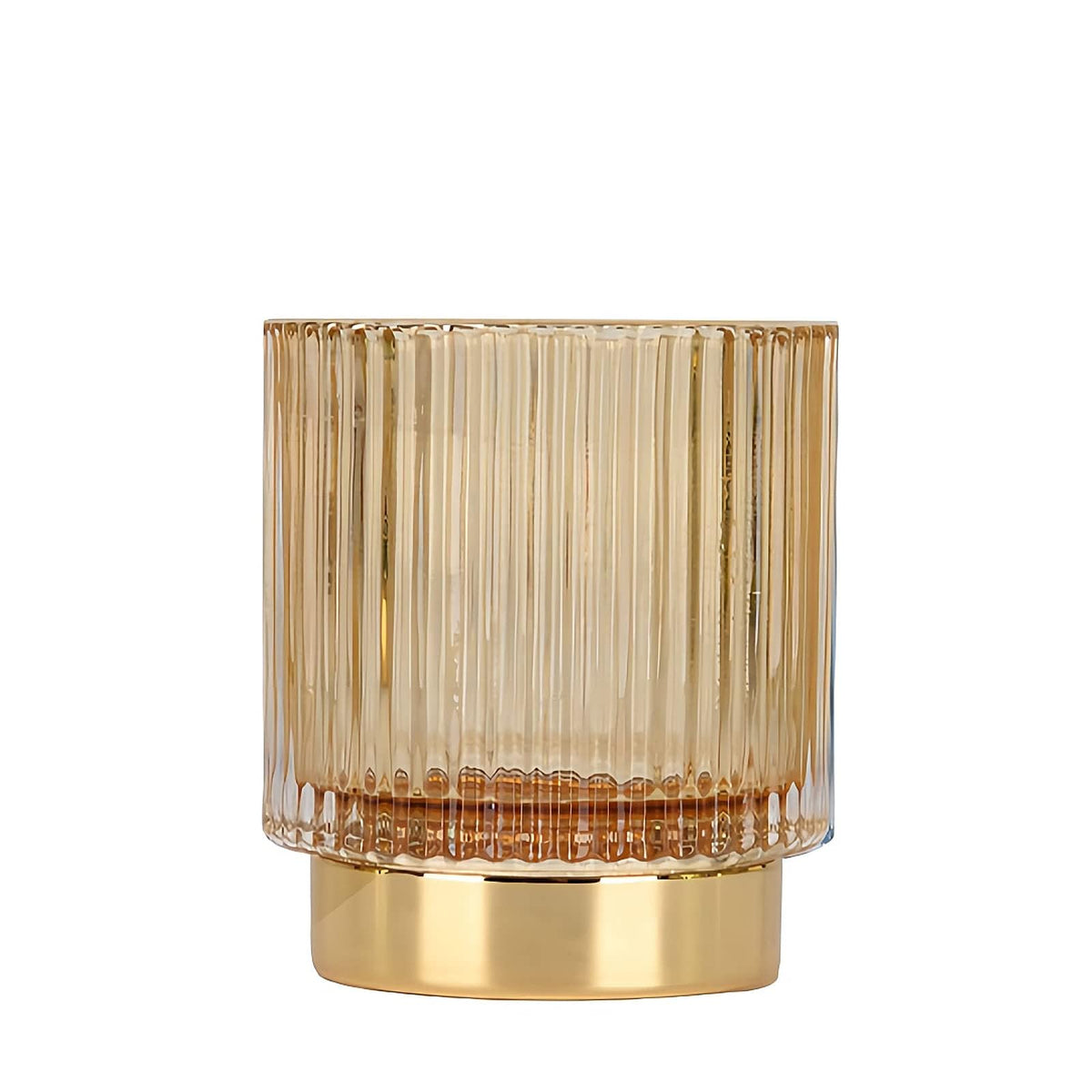 DASITON Makeup Brush holder Organizer,Crystal Cosmetic Makeup Brush Glass Brushes Storage Holder, Vintage Make Up Brush Cup Pen Pencil Holder striped vase(Clear S+L)